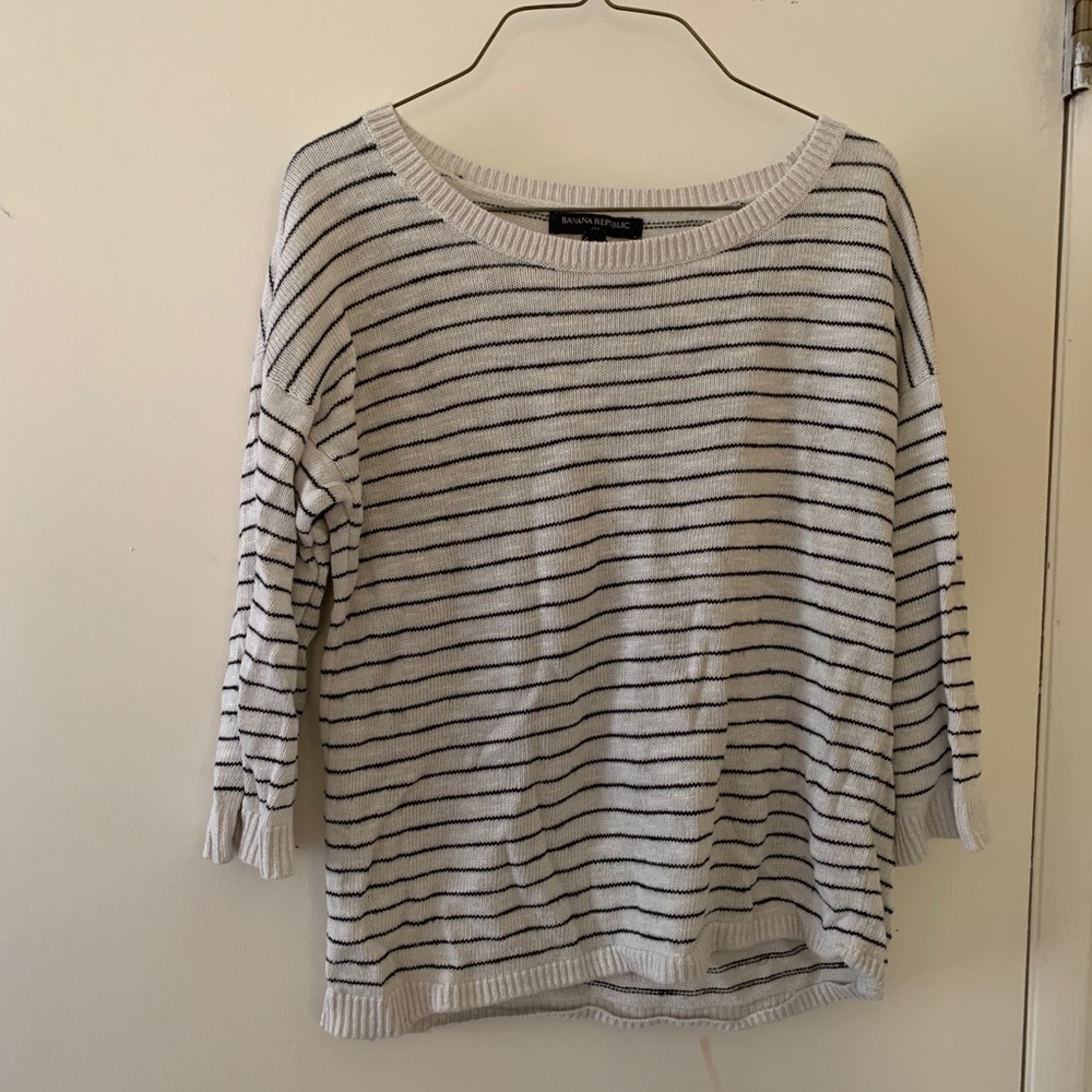 Banana republic 3/4 sleeve knit striped tee